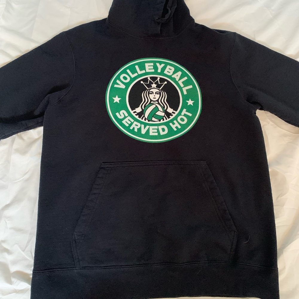 Custom Made Black Volleyball Hoodie W/ Starbucks Design